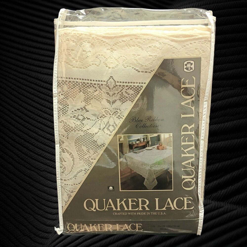 Quaker Lace Tablecloth, Oval 70"x108", Natural Color, Tiffany Style Cotton Blend